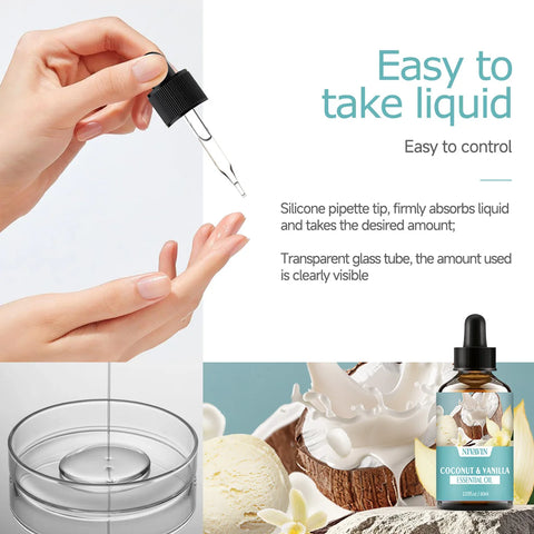 30ml/60ml/100ml NIVAVIN Coconut and Vanilla Essential Oil Body Massage Skin Care Hydrating Moisturizing and Air Freshening