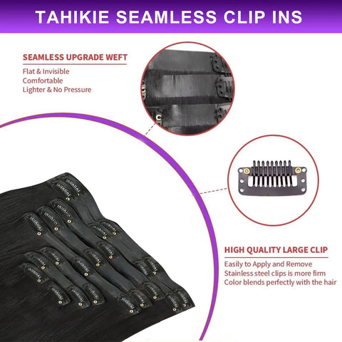 24 Inch Clip in Human Hair Extensions Peruvian Hair 120g/9pcs Straight Natural Black Clip in Real Soft 100% Human Hair Deals