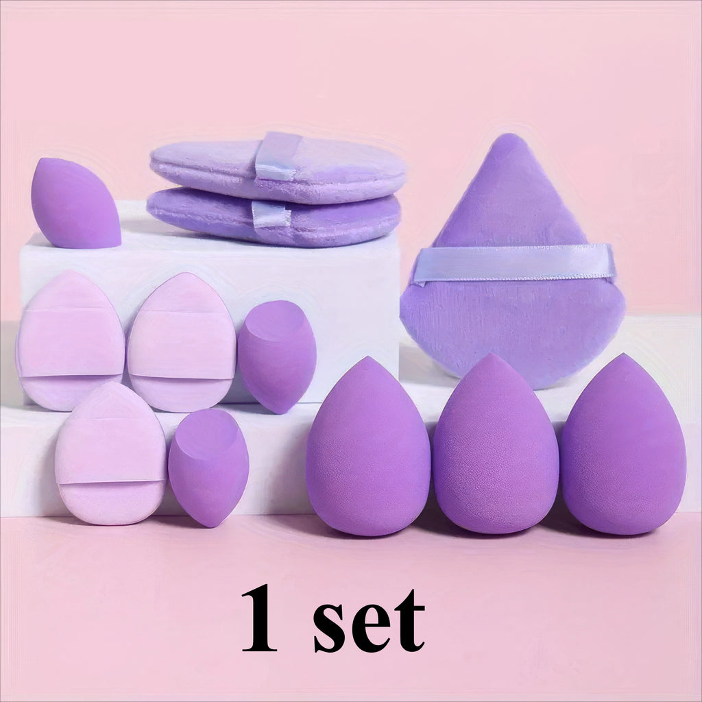 1 Set of Beauty Egg Deep Purple/beige/pink, Triangle and Beauty Egg Sponge, Suitable for Mixing and Shaping