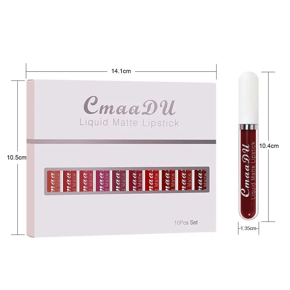 CmaaDu 6pcs/10pcs/set  velvet matte durable waterproof easy color non-stick cup texture silky saturation high lip gloss
