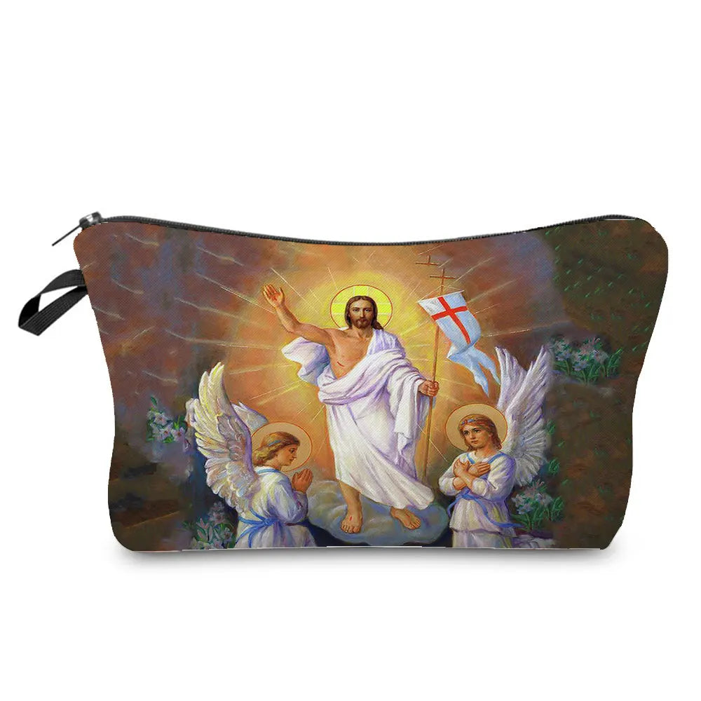 Personally Kind Lady Mom Pattern Women's Cosmetic Bag Customizable Makeup Bags Travel Toiletry Bag Beautiful Goddess Child Print