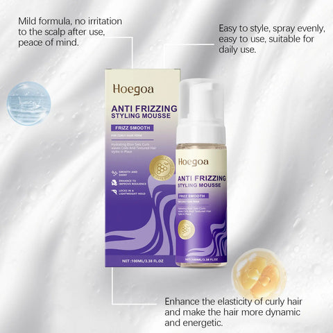 Hoegoa 100ml Curling Hair Styling Mousse Fluffy Hair Long Last Smooth Shine Anti Frizz Natural Volume Moisturizing Hair Mousse