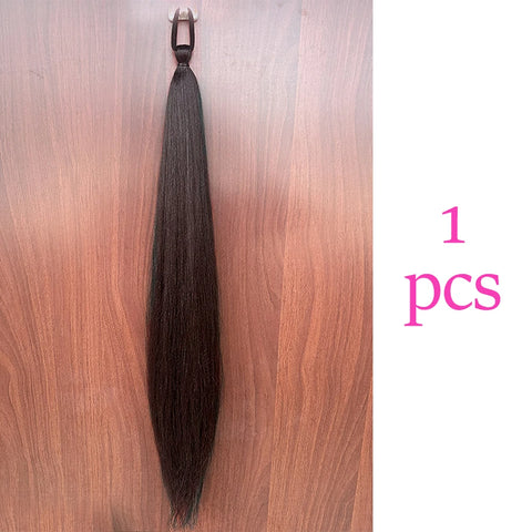 Synthetic 28Inch Long Straight Ponytail Purple DIY Braided Ponytail With Rubber Band Halloween Hair Accessories For Woman