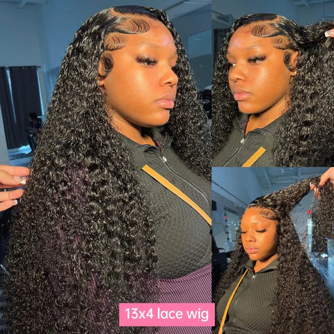 200 Density 36 38 Inch Deep Wave Frontal Wig 13x4 HD Lace Wig 13X6 Human Hair 4X4 Curly Lace Human Hair Wigs For Women Bling