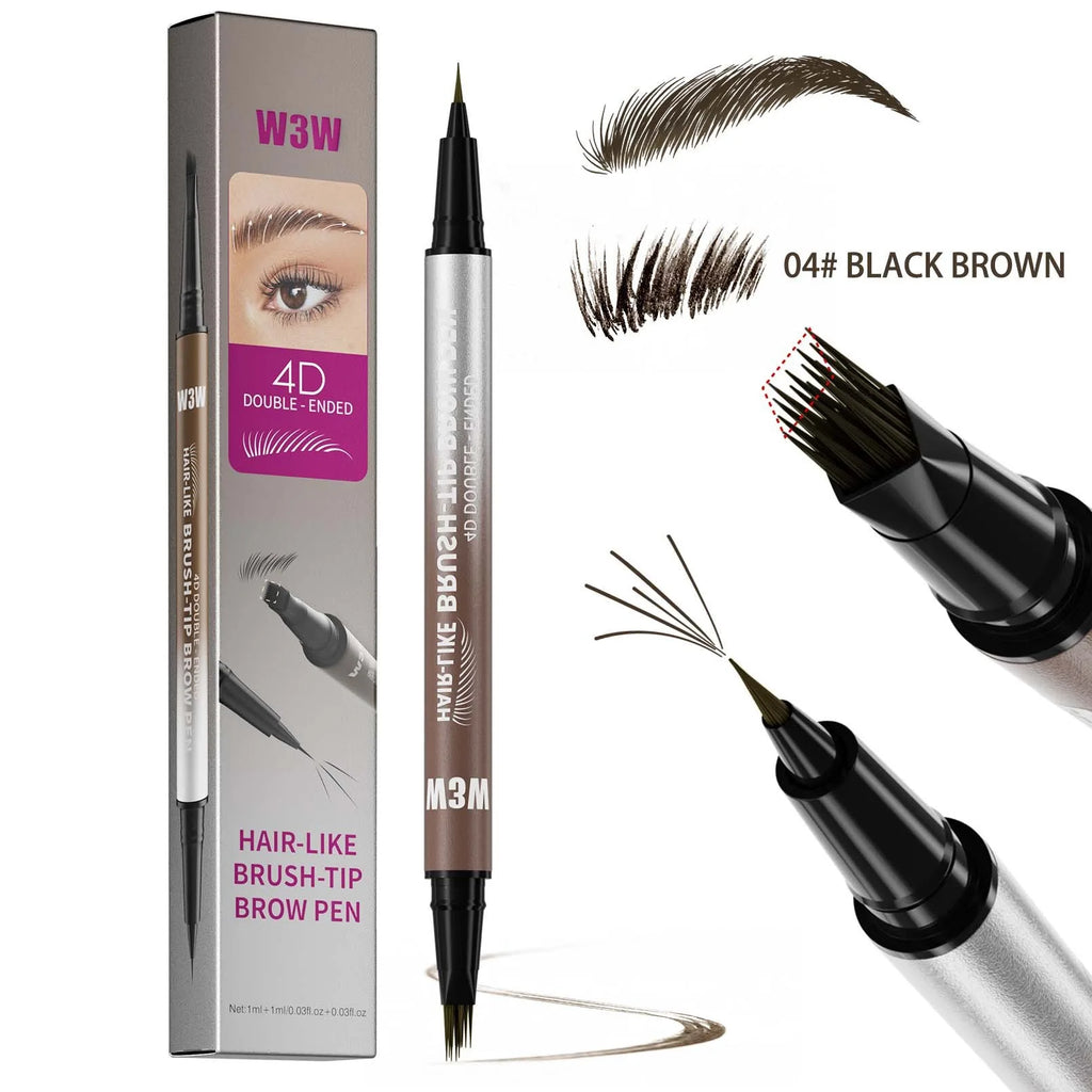 2PCS Eyebrow Pencil Dual End Brow Pen Waterproof Long Lasting Natural Hair Like Strokes Angled Tip Fine Brush For Women