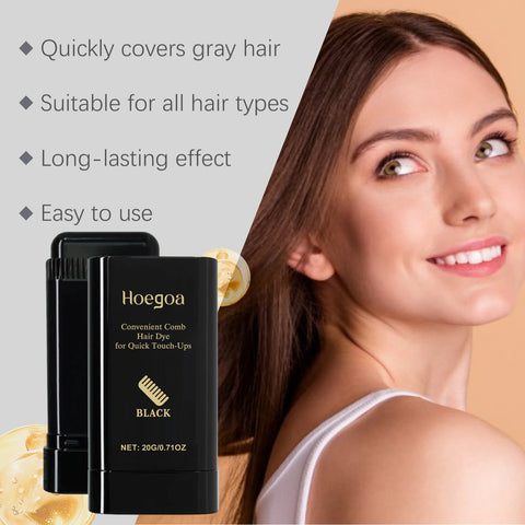 Hoegoa Hair Dyeing Stick Gentle Temporary Coloring Hair Non-irritating Scalp Quick Cover Gray Hairs Convenient Hair Dyeing Stick