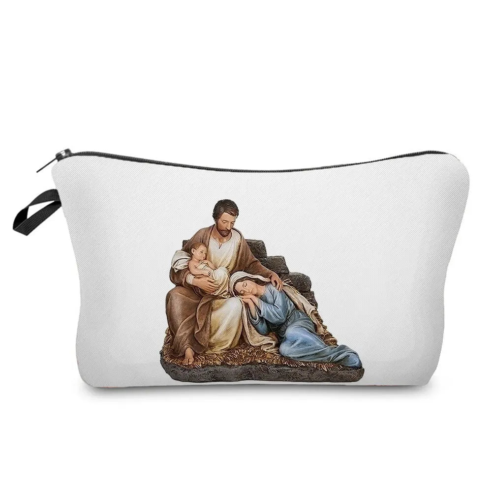 Personally Kind Lady Mom Pattern Women's Cosmetic Bag Customizable Makeup Bags Travel Toiletry Bag Beautiful Goddess Child Print