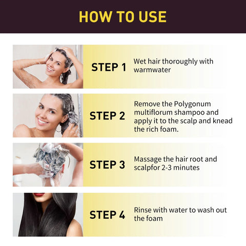 EELHOE 3-in-1 Hair Dye Shampoo to Darken Hair Cleaning Hair Color Shampoo Polygonum Multiflorum Growth of Hair Dye Shampoo 500ml