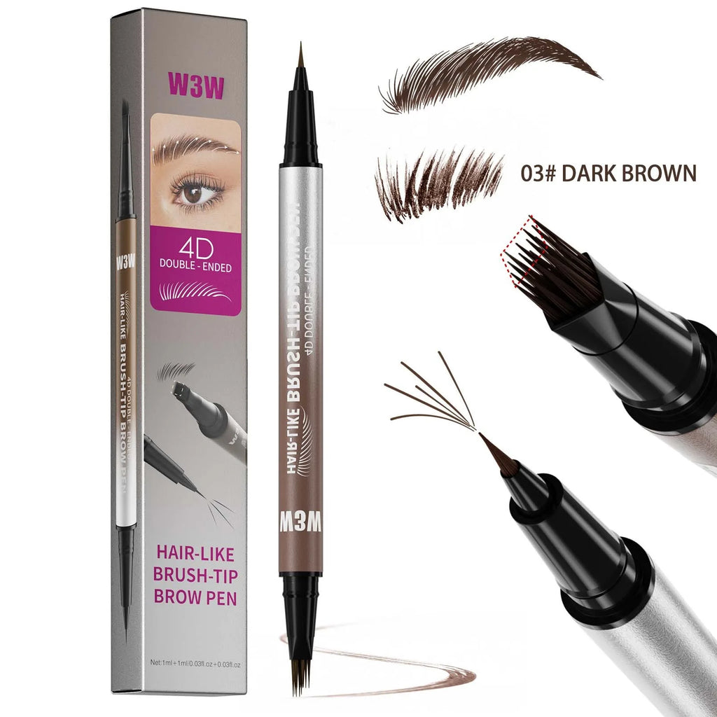 2PCS Eyebrow Pencil Dual End Brow Pen Waterproof Long Lasting Natural Hair Like Strokes Angled Tip Fine Brush For Women