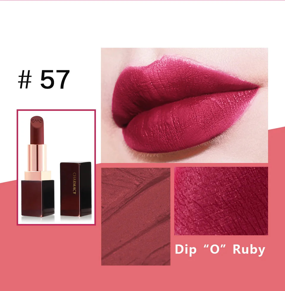 CHARMACY Matte Luxury Velvet Lipstick Waterproof Long-lasting High Quality Korean Lipsticks Lips for Women Makeup Cosmetic