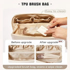 Large Capacity Waterproof Makeup Bag White Portable Spacious Organizer with Compartments Travel Cosmetic Pouch with Handle And Divider
