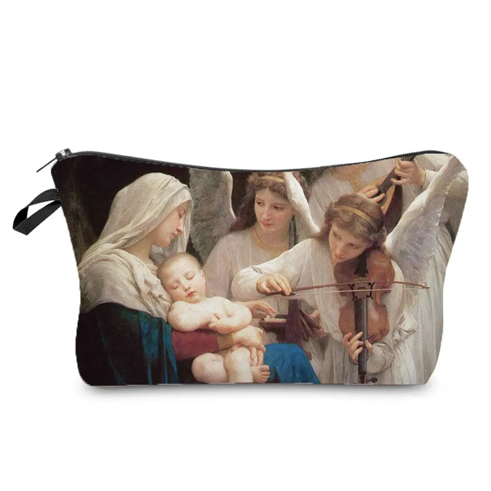 Personally Kind Lady Mom Pattern Women's Cosmetic Bag Customizable Makeup Bags Travel Toiletry Bag Beautiful Goddess Child Print