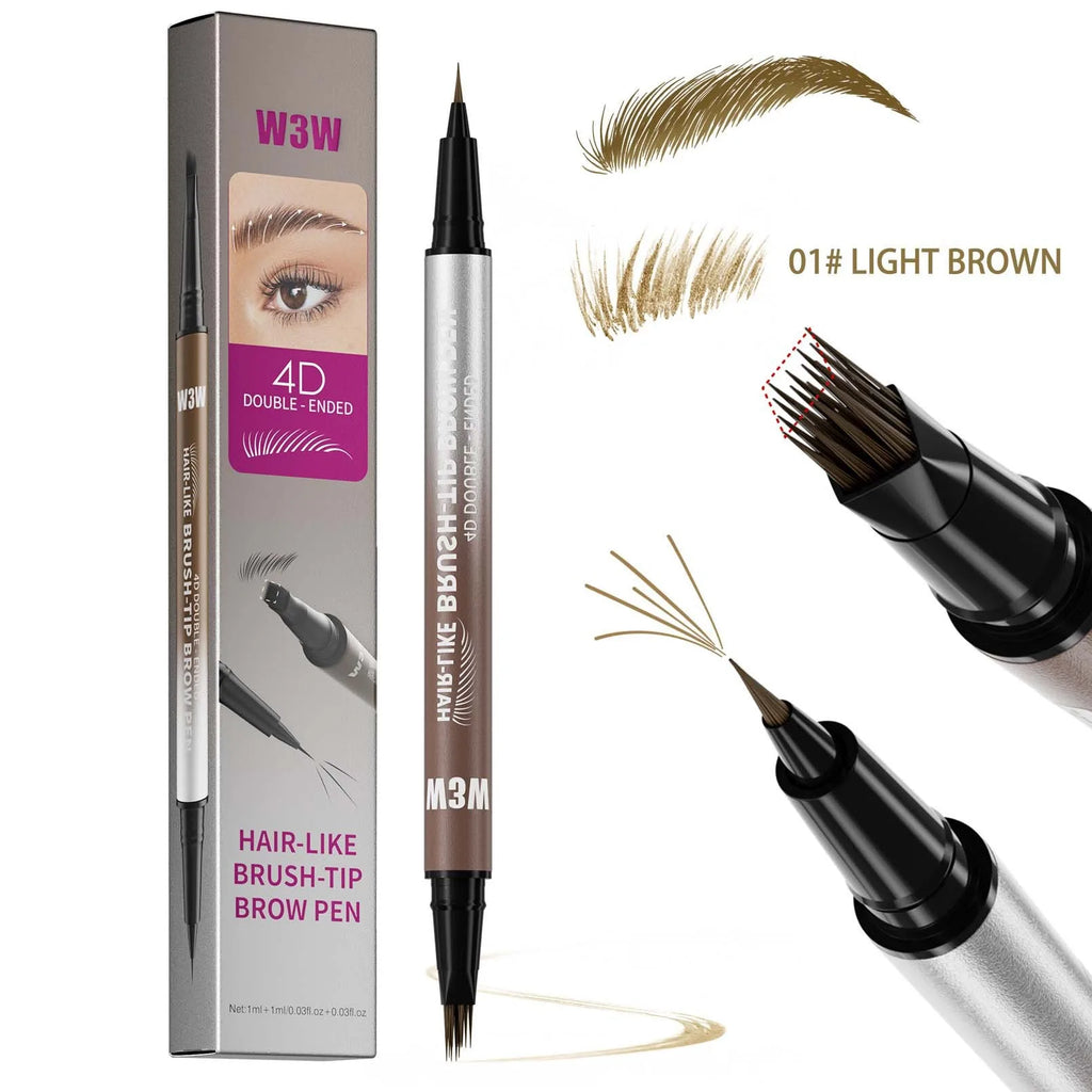 2PCS Eyebrow Pencil Dual End Brow Pen Waterproof Long Lasting Natural Hair Like Strokes Angled Tip Fine Brush For Women