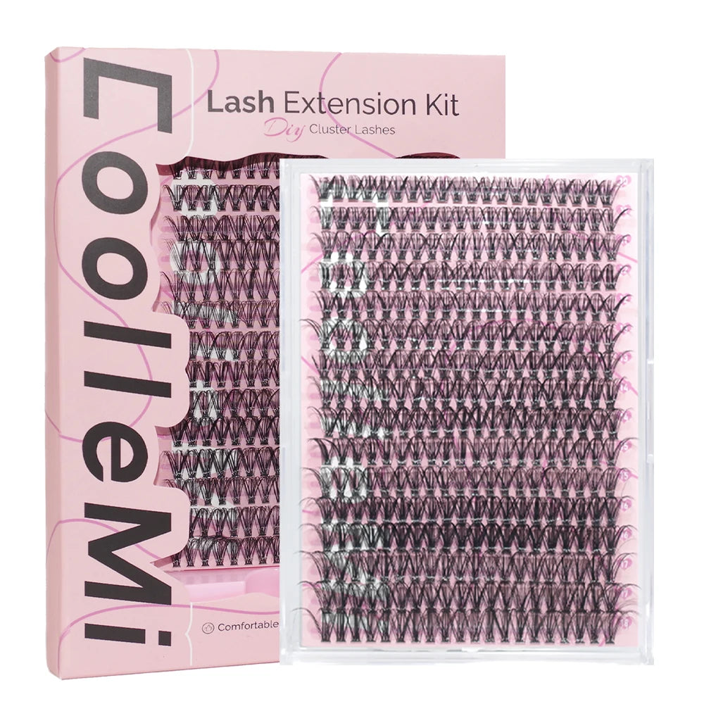 320PCS DIY Lash Kit Fierce 40D | D Curl Dense Manga Clusters 10-18mm | Ultra-Thin Band Individual Cluster Lashes with Bond Seal | Comfortable Home Self-Application Set