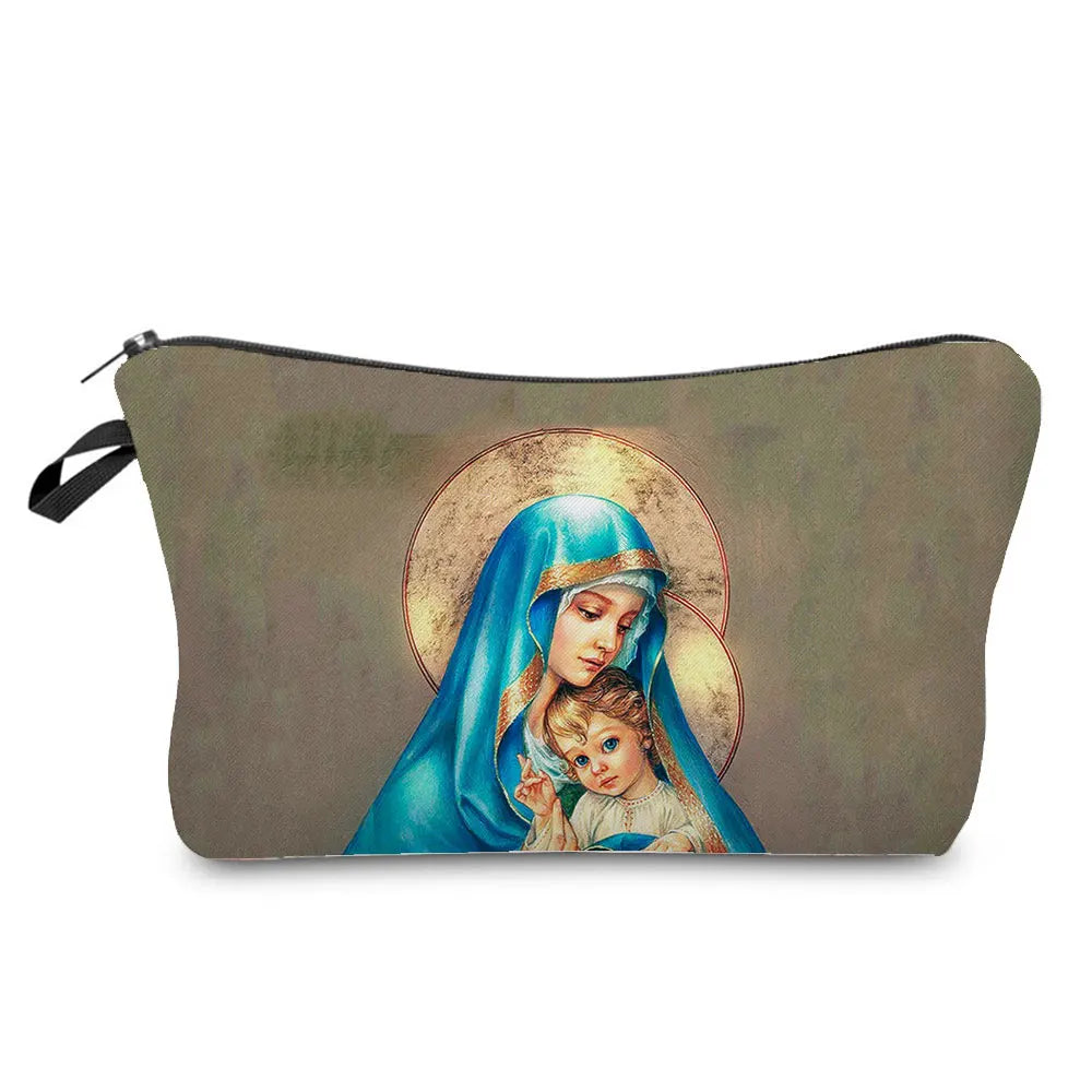 Personally Kind Lady Mom Pattern Women's Cosmetic Bag Customizable Makeup Bags Travel Toiletry Bag Beautiful Goddess Child Print