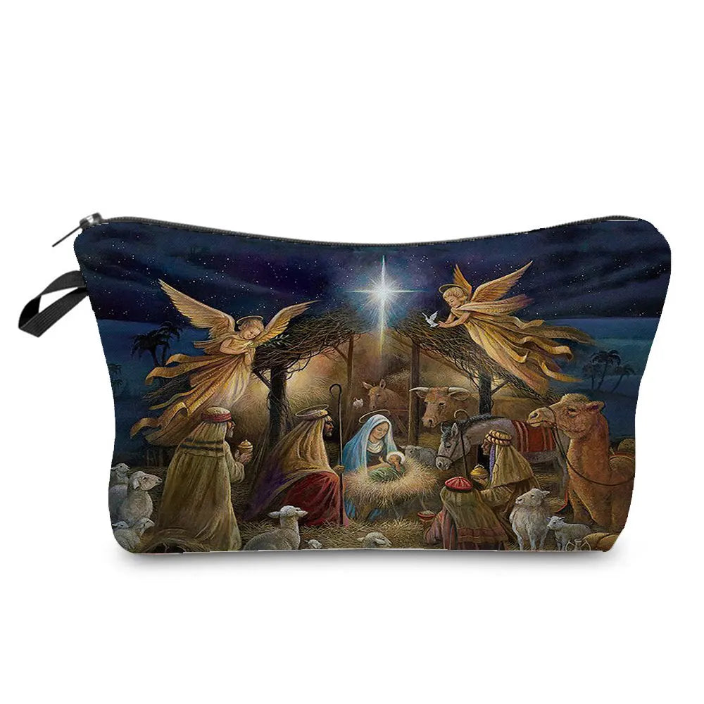 Personally Kind Lady Mom Pattern Women's Cosmetic Bag Customizable Makeup Bags Travel Toiletry Bag Beautiful Goddess Child Print