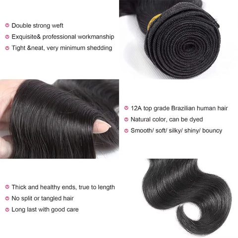 12A Body Wave Human Hair Bundles 30 Inch 100% Human Hair Unprocessed Brazilian Virgin 4 5 Pcs Raw Hair Bundles Weave Extensions