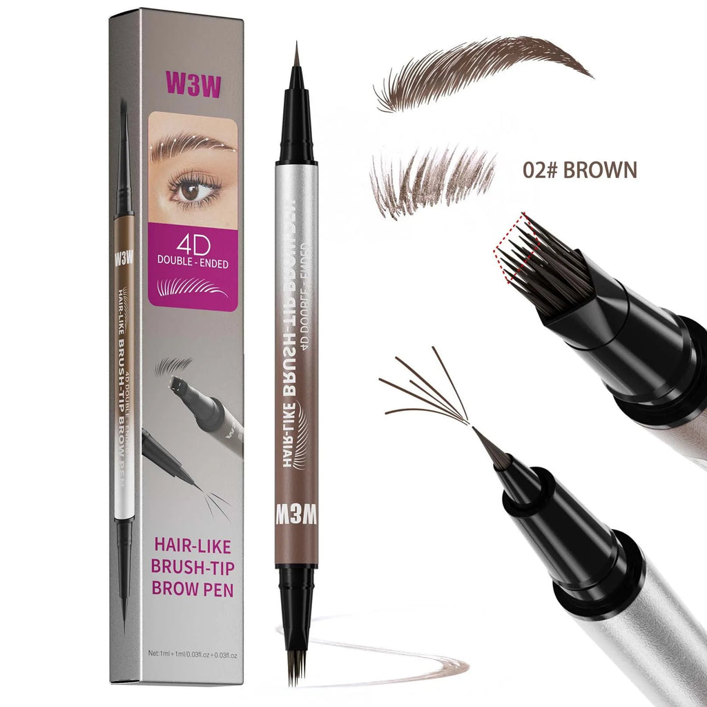 2PCS Eyebrow Pencil Dual End Brow Pen Waterproof Long Lasting Natural Hair Like Strokes Angled Tip Fine Brush For Women