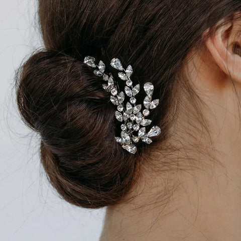 Stonefans Leaf Rhinestone Hairpin for Women Fashion Branches Hairpin Wedding Headpiece Jewellery Accessories