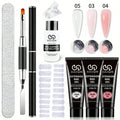 8PCS/Set Poly Extension Gel Set Nail Art Polygels Kit Clear White Color Nail UV Gel Tip Form Acrylic Nail Gel Slice Brush Kit