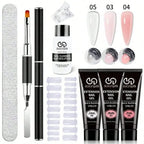 8PCS/Set Poly Extension Gel Set Nail Art Polygels Kit Clear White Color Nail UV Gel Tip Form Acrylic Nail Gel Slice Brush Kit