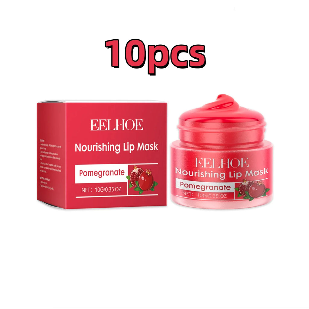 Eelhoe 10g Red Pomegranate Lip Sleeping Mask Moisture Lip Gloss Nourish Cracked Dry Lips Lightening Fine Lines Plumping Lip Mask