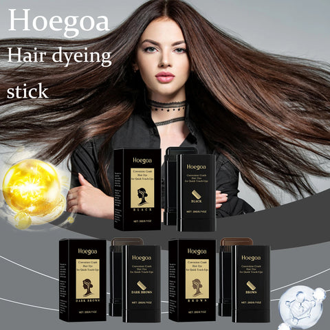 Hoegoa Hair Dyeing Stick Gentle Temporary Coloring Hair Non-irritating Scalp Quick Cover Gray Hairs Convenient Hair Dyeing Stick