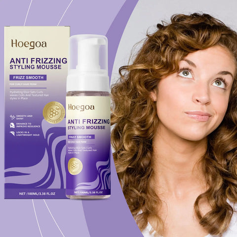 Hoegoa 100ml Curling Hair Styling Mousse Fluffy Hair Long Last Smooth Shine Anti Frizz Natural Volume Moisturizing Hair Mousse