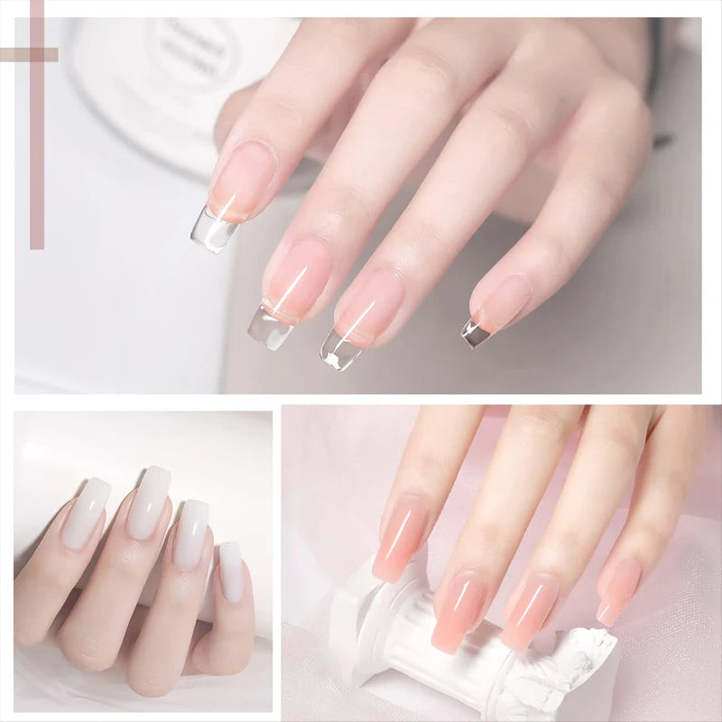 8PCS/Set Poly Extension Gel Set Nail Art Polygels Kit Clear White Color Nail UV Gel Tip Form Acrylic Nail Gel Slice Brush Kit