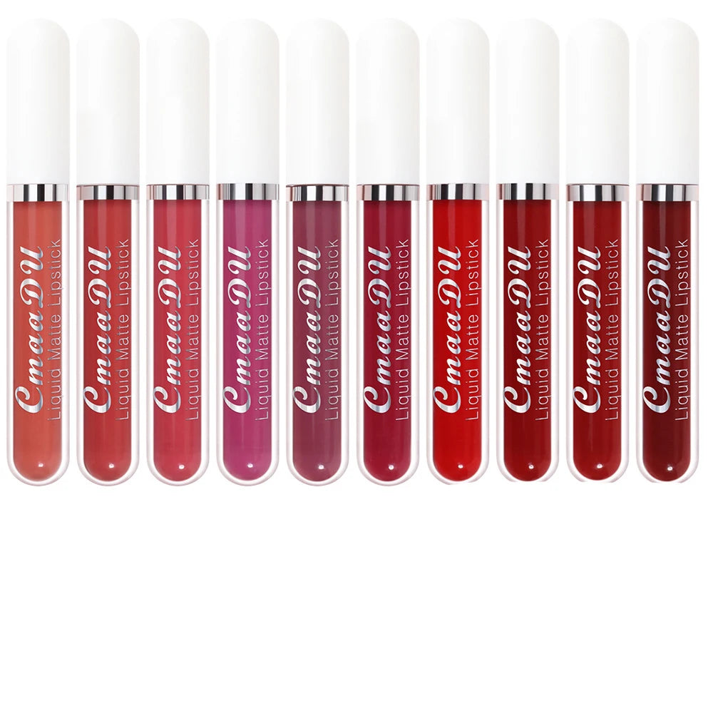 CmaaDu 6pcs/10pcs/set  velvet matte durable waterproof easy color non-stick cup texture silky saturation high lip gloss