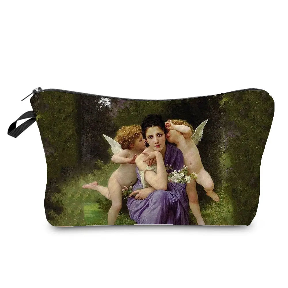 Personally Kind Lady Mom Pattern Women's Cosmetic Bag Customizable Makeup Bags Travel Toiletry Bag Beautiful Goddess Child Print