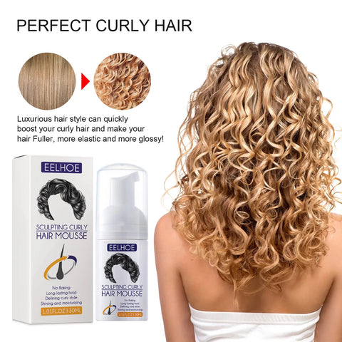 Eelhoe Styling Curly Hair Mousse Anti Frizz Lasting Fluffy Hairstyle Repair Damaged Root Mild Magic Elastin Moisture Conditioner