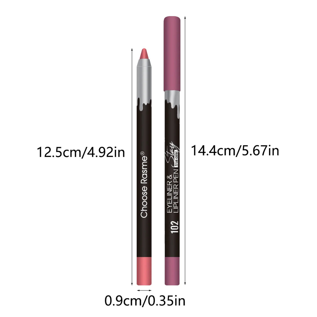 12Color Matte Lipstick Lipliner Kit  Velvet Lip Pencil Red Brown Lip Shadow Contour Tint Long Lasting Lip Liner Set