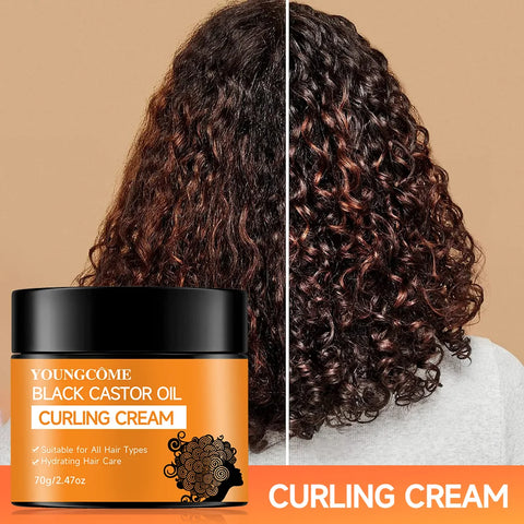 Black Castor Oil Curl Defining Cream Non-stick Hydrates & eliminates frizz, Hair-Smoothing Anti-Frizz Cream to Define 40/70g hot