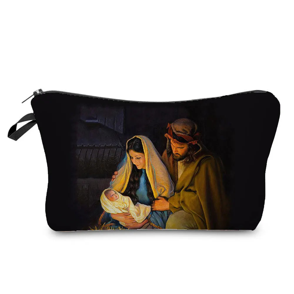 Personally Kind Lady Mom Pattern Women's Cosmetic Bag Customizable Makeup Bags Travel Toiletry Bag Beautiful Goddess Child Print