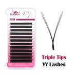 FADVAN YY Shape Eyelashes Extension 2D/3D Faux Mink L+/L/LU(M)/C/D/DD 8-15mm Black/Brown Premade Fan Lashes Extension Split Tip