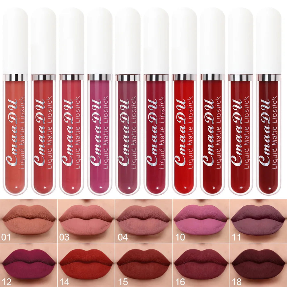 CmaaDu 6pcs/10pcs/set  velvet matte durable waterproof easy color non-stick cup texture silky saturation high lip gloss