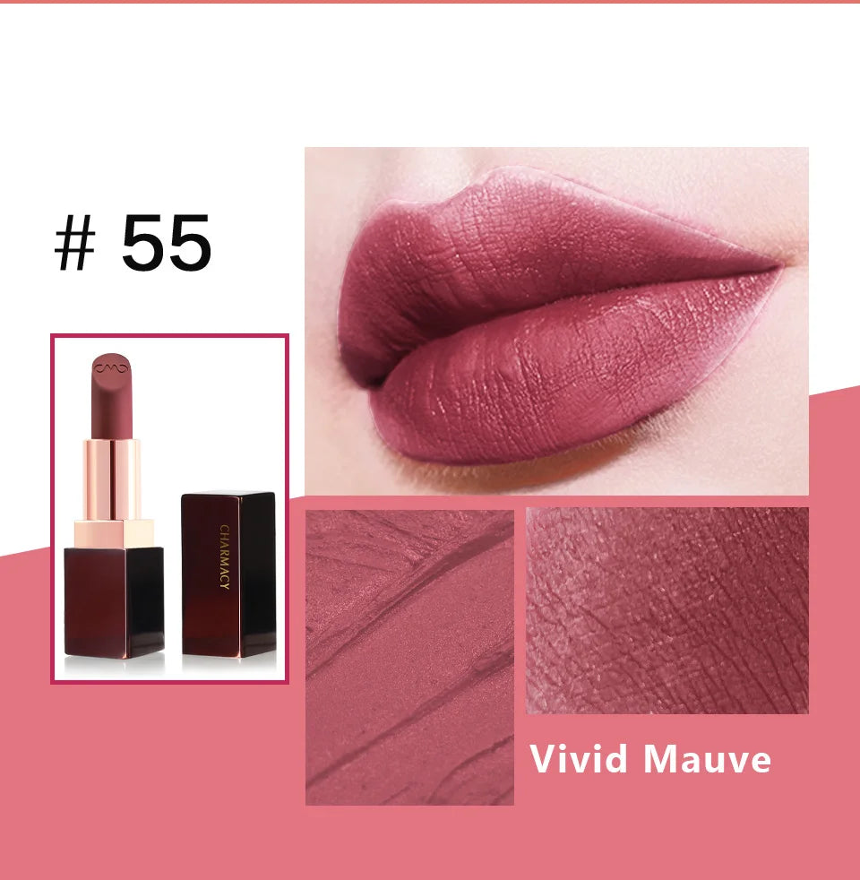 CHARMACY Matte Luxury Velvet Lipstick Waterproof Long-lasting High Quality Korean Lipsticks Lips for Women Makeup Cosmetic