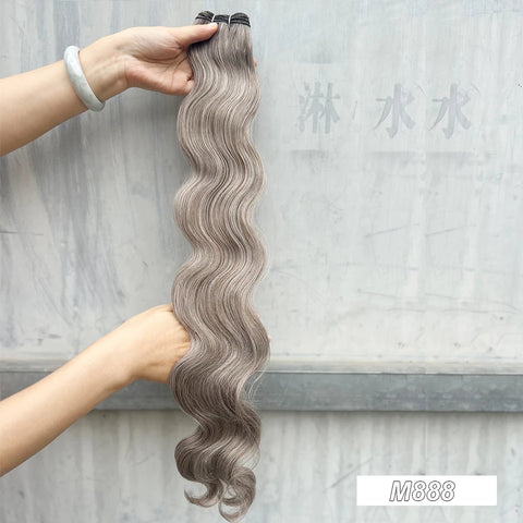 Magicae 200g/Pc Chocolate Brown M816 Blond 27/613 Gray M888 High Temperature Synthetic Hair Extension 30Inch Body Wave Bundles