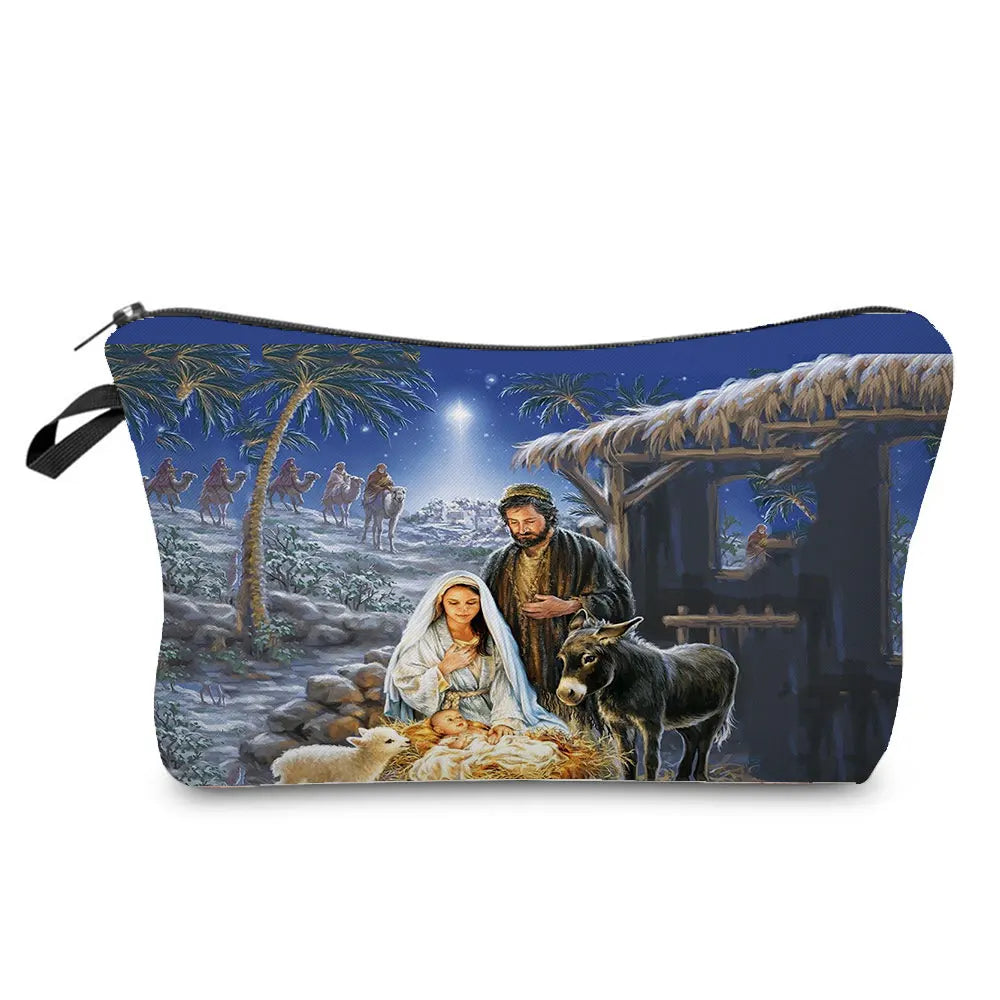 Personally Kind Lady Mom Pattern Women's Cosmetic Bag Customizable Makeup Bags Travel Toiletry Bag Beautiful Goddess Child Print
