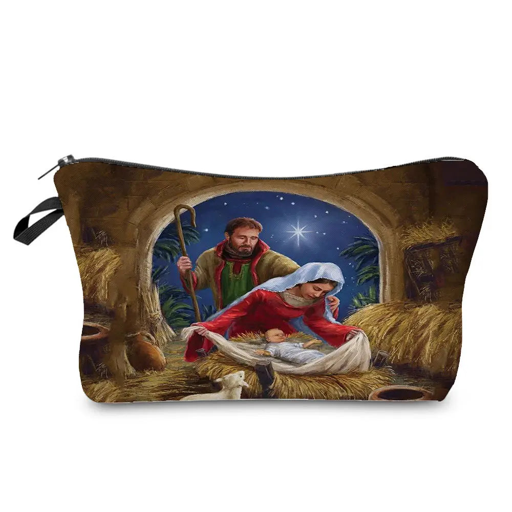 Personally Kind Lady Mom Pattern Women's Cosmetic Bag Customizable Makeup Bags Travel Toiletry Bag Beautiful Goddess Child Print