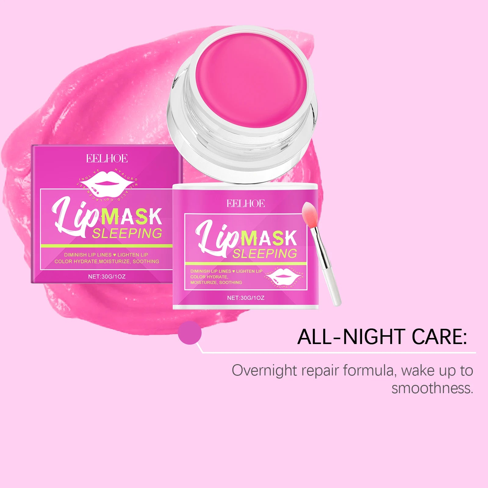 Eelhoe 30g Plumping Lip Mask Moisturizing Anti Cracking Lip Care Remove Dead Skin Brigtening Lip Hydrating Lip Sleeping Mask