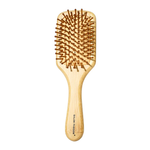 Bamboo Hair Brush - Natural Wooden Anti-Static Comb & Scalp Massager, Air Cushion Design for Detangling (Women/Men)