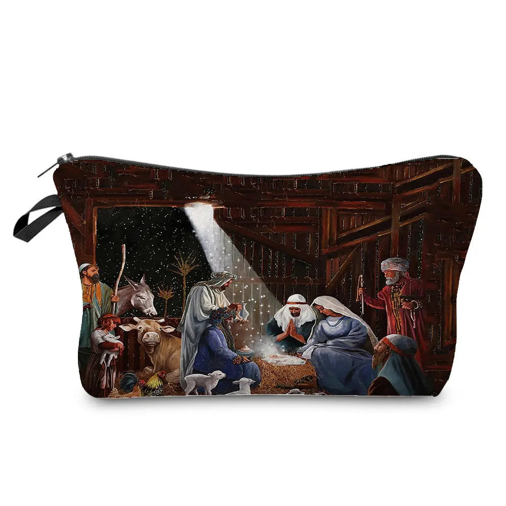 Personally Kind Lady Mom Pattern Women's Cosmetic Bag Customizable Makeup Bags Travel Toiletry Bag Beautiful Goddess Child Print