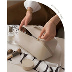 Large Capacity Waterproof Makeup Bag White Portable Spacious Organizer with Compartments Travel Cosmetic Pouch with Handle And Divider