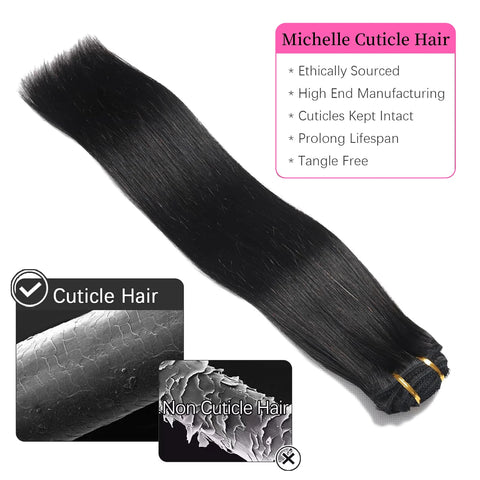 8pcs Brazilian Human Hair Clip-In Extensions Straight Natural Black Hair Extensions 100% Human Hair Clip-In with 18 Clips 120G