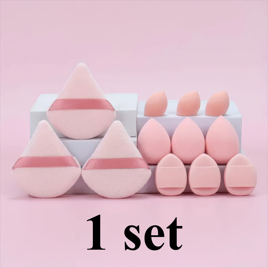 1 Set of Beauty Egg Deep Purple/beige/pink, Triangle and Beauty Egg Sponge, Suitable for Mixing and Shaping
