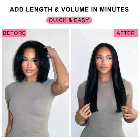 16-24 Inch Bone Straight Clip Ins Human Hair 120g/Set Natural Black Clip In Hair Extensions 9 pcs Full Head Brazilian Hair Clips