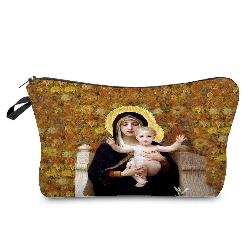 Personally Kind Lady Mom Pattern Women's Cosmetic Bag Customizable Makeup Bags Travel Toiletry Bag Beautiful Goddess Child Print