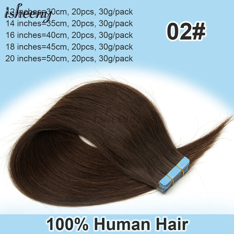 Blonde Invisible Tape in Human Hair Extensions 12-20 inches 20pcs 30g/pack Natural Straight Hair Easy to Wear at Home for Women